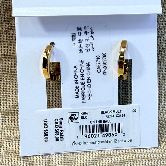 Kate Spade New York Gold-Tone Small Stone Huggie Hoop Earrings - Picture 3 of 4